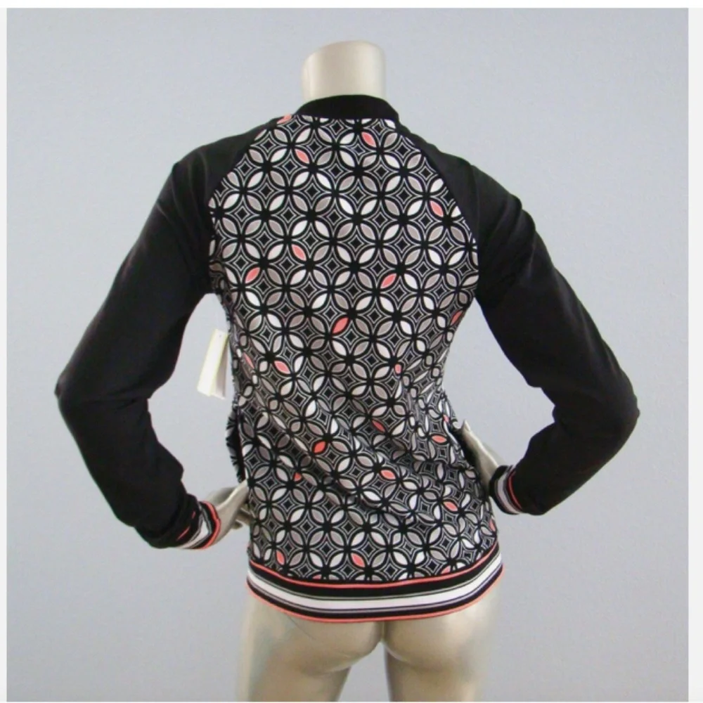 Trina Turk Recreation Bal Harbour Tile Print Baseball Bomber Track Jacket XS